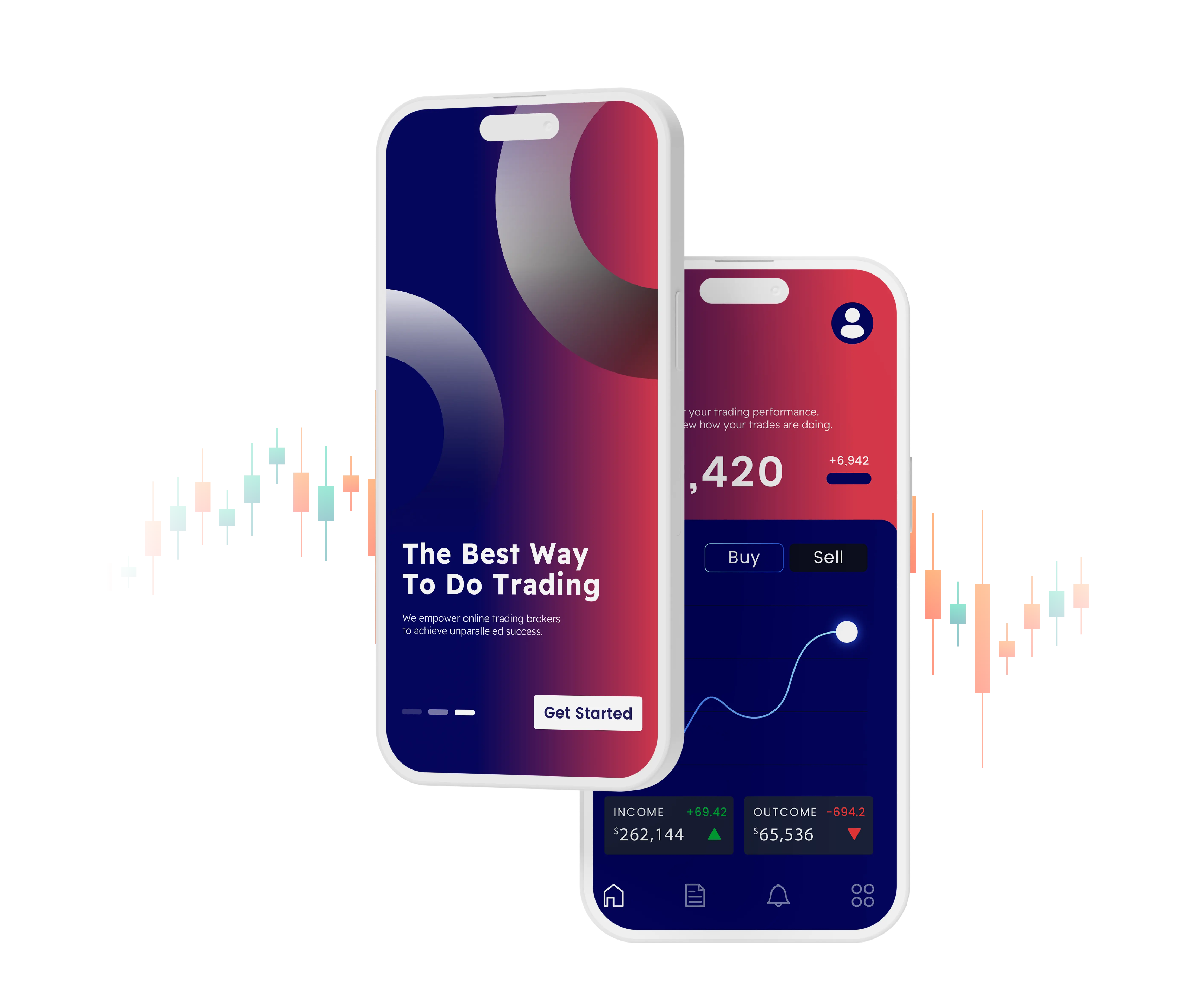 Phone mockups showcasing trading strategies