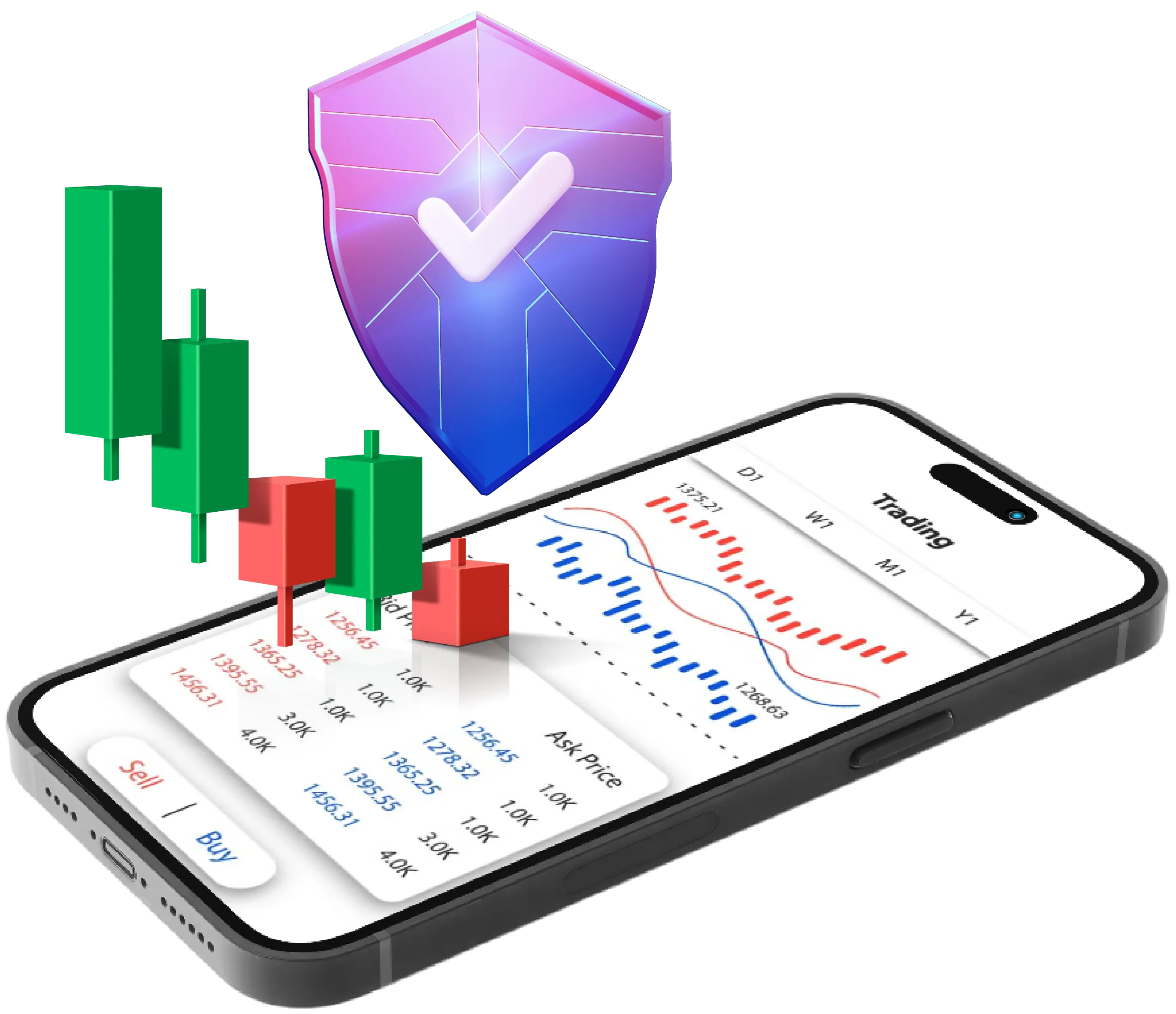 Phone mockups showcasing trading strategies
